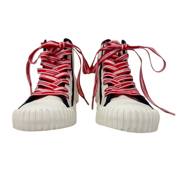 Zimmermann Logo-print Canvas High-Top Sneakers off-white red size 37 = US 6.5 - Picture 3 of 14